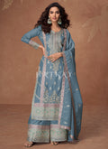 Powder Blue Multi Embroidered Palazzo Suit