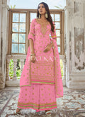 Light Pink Embroidery Traditional Georgette Palazzo Suit