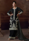 Black Thread Embroidery Palazzo Suit