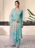 Sky Blue Reshamkari Embroidery Pant Style Suit