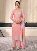 Peach Reshamkari Embroidery Pant Style Suit