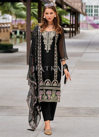 Black Embroidered Organza Salwar Kameez