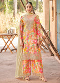 Cream Multicolored Embroidery Pakistani Pant Suit