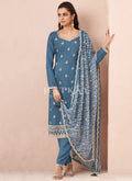 Blue Embroidered Casual Salwar Kameez