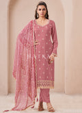 Peach Embroidered Casual Salwar Kameez