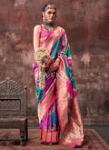 Pink Multicolor Silk Saree