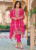 Magenta Pink Multi Embroidered Punjabi Style Suit