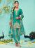 Turquoise Multi Embroidered Dhoti Style Punjabi Suit