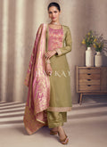 Olive And Pink Embroidery Salwar Kameez Suit