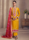 Yellow And Pink Embroidery Salwar Kameez Suit