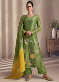 Green And Yellow Embroidery Salwar Kameez Suit