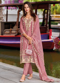 Pink Embroidered Organza Salwar Kameez Suit