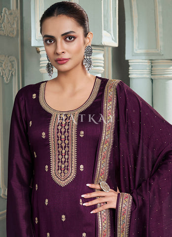 Purple Embroidered Salwar kameez