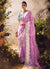 Lavender And Teal Embroidery Banarasi Saree