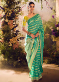 Green And Yellow Embroidery Banarasi Saree