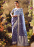 Blue Purple Ombré Embroidery Banarasi Saree