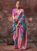 Purple Multicolored Silk Saree