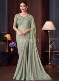 Sage Green Embroidery Designer Saree