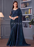 Dark Blue Embroidery Designer Saree