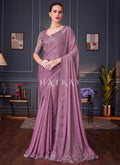 Mauve Purple Embroidery Designer Saree