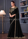 Black And Copper Embroidery Designer Saree