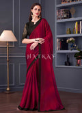 Red And Black Embroidery Designer Saree with Jacket 