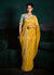 Golden Yellow And Blue Handwork Tissue Silk Saree