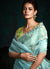 Sky Blue And Green Handwork Sari