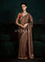 Dark Brown And Red Handwork Tissue Silk Saree