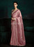 Rose Pink And Purple Handwork Tissue Silk Saree