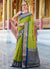 Green and Blue Ikat Printed Patola Silk Saree