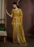 Yellow Handwork Silk Wedding Saree