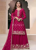 Magenta Reshamkari Embroidery Sharara Suit