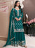 Teal Green Reshamkari Embroidery Sharara Suit