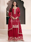 Bridal Red Reshamkari Embroidery Sharara Suit