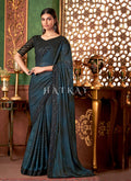 Blue And Black Embroidery Designer Saree