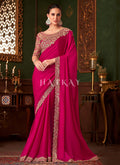 Magenta Pink Embroidery Designer Saree