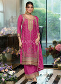 Magenta Multi Embroidery Palazzo Suit