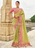 Lime Green And Pink Multi Embroidery Saree