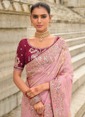 Pink And Embroidery Saree