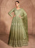 Olive Green Ombré Embroidery Anarkali Dress