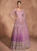 Orchid Purple Ombré Embroidery Anarkali Dress