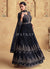 Dark Blue Reshamkari Embroidery Wedding Anarkali Dress