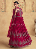 Crimson Red Reshamkari Embroidery Wedding Anarkali Dress