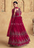 Crimson Red Reshamkari Embroidery Wedding Anarkali Dress