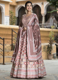 Mauve Multi-colored Digital Printed Anarkali Gown