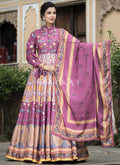 Purple Multi-colored Digital Printed Anarkali Gown