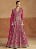 Rani Pink Traditional Embroidery Festive Anarkali Gown