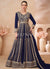 Dark Blue Embroidered Anarkali Lehenga