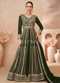 Dark Green Embroidered Anarkali Lehenga